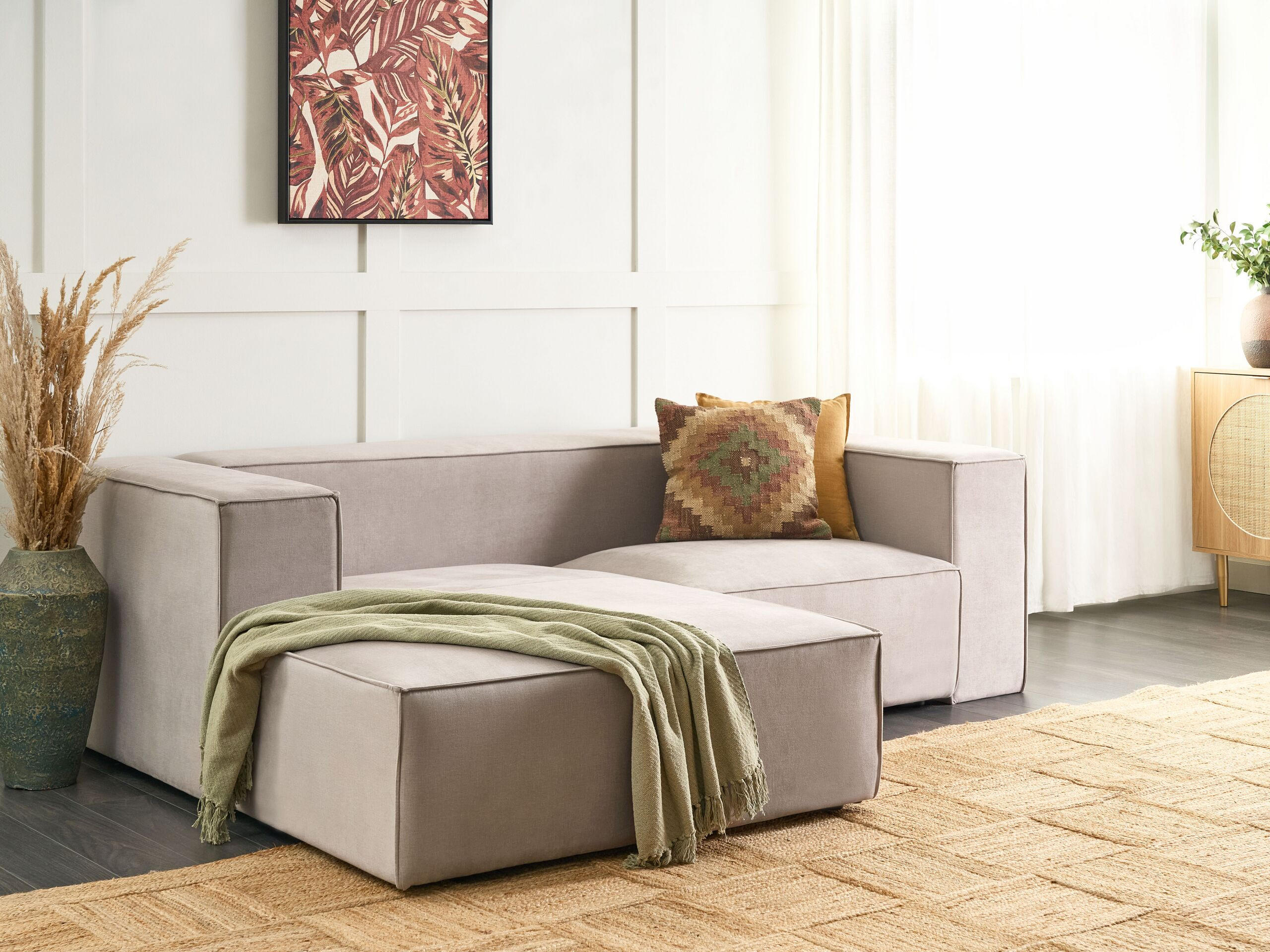 2-SITZER-ECKSOFA Samtstoff taupe linksseitig Vernon - Beige, Textil (236/175cm) - Beliani
