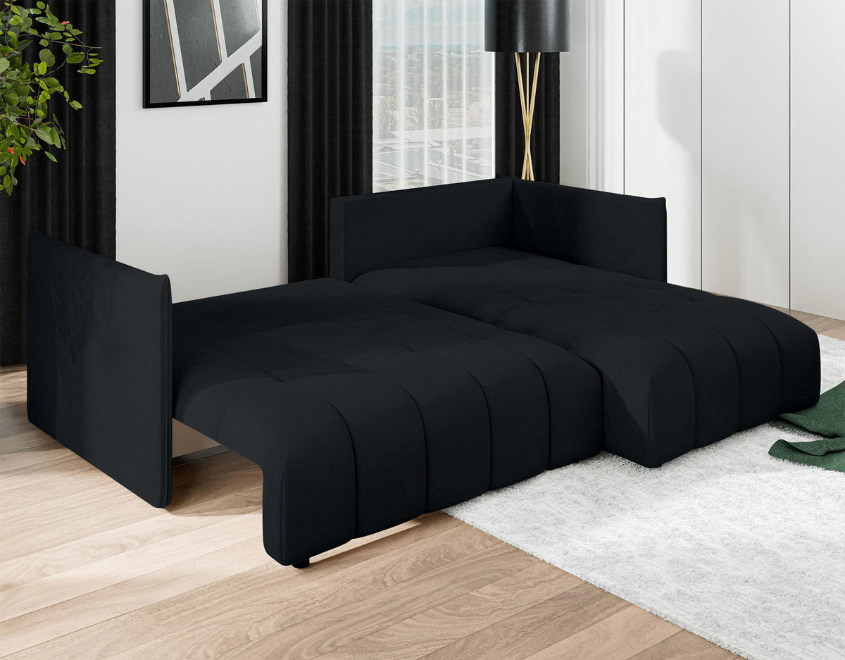 ECKSOFA L Form Cosmova Schwarz 245/182/83 cm mit Schlaffunktion - Schwarz, Kunststoff/Textil (245/182cm) - AX Living