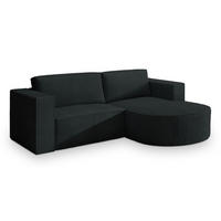 ECKSOFA SORELA P R-S Schwarz Kordstoff mit Schlaffunktion - Schwarz, Holz (263/174cm) - MASSENO