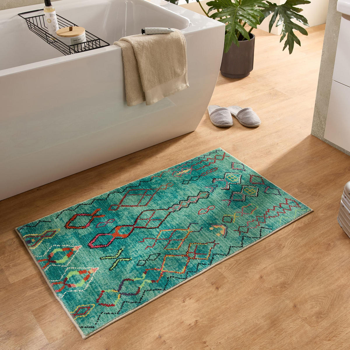 BADTEPPICH Ariella Türkis 60x100 cm - Türkis, Textil (60/100cm) - Gino Falcone