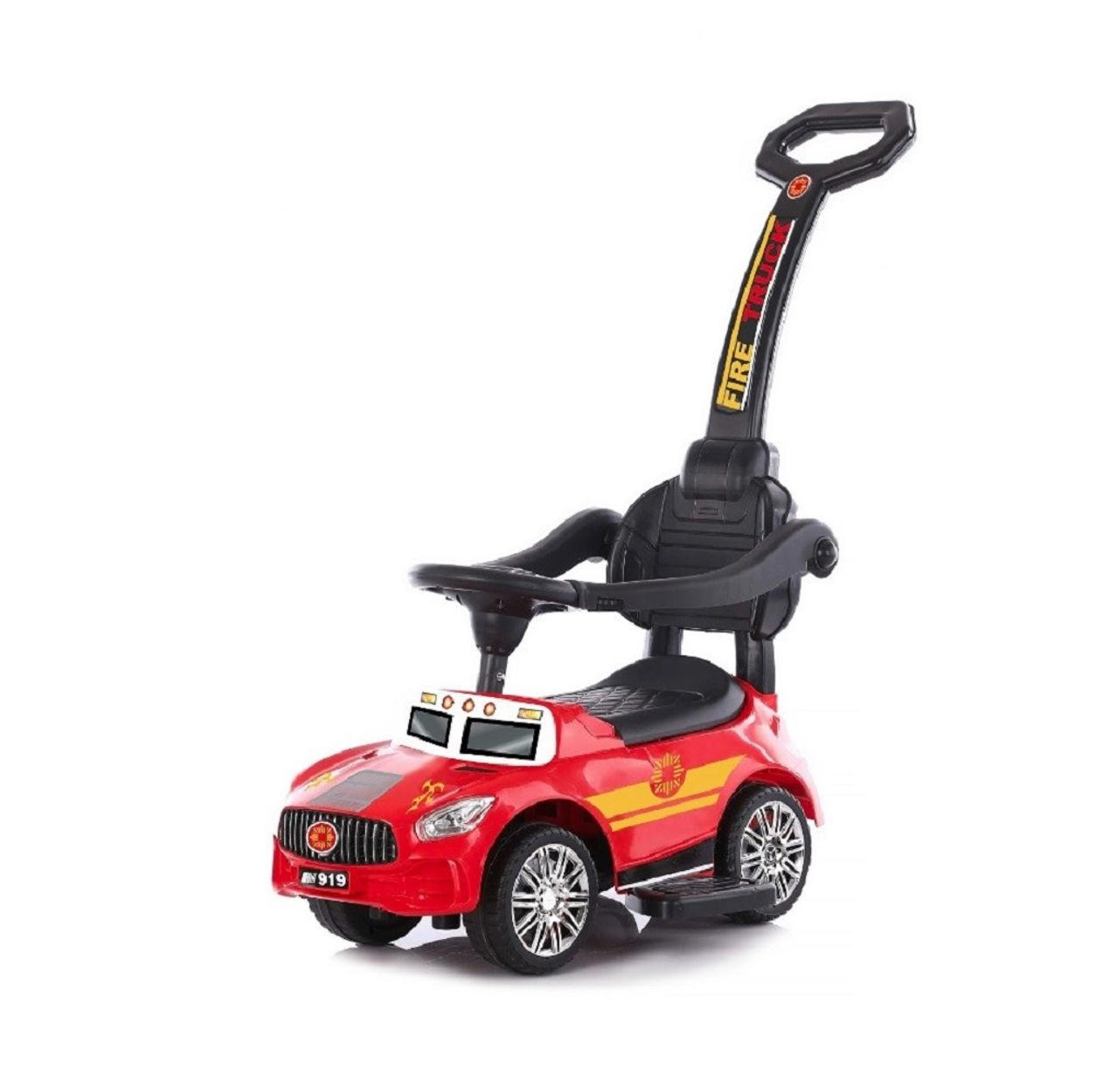 RUTSCHER 2 in 1 Fire Truck rot Schubstange, bequemer Sitz, Musikfunktion - Rot, Kunststoff (65/30/85cm) - Chipolino