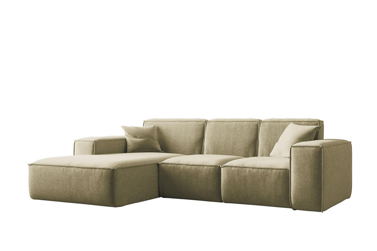 ECKSOFA L-Form Siena Stoff Maloy Olive Links - Olivgrün, Holz (165/266cm) - Kaiser Möbel