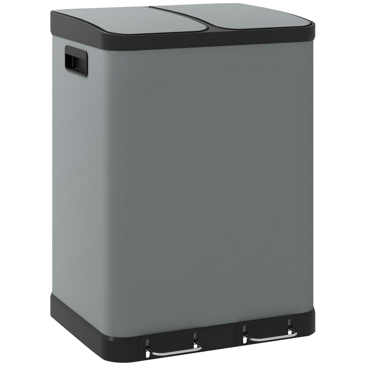 MÜLLEIMER 2 x 30L - Grau, Metall (39.5/67/48.8cm) - HOMCOM