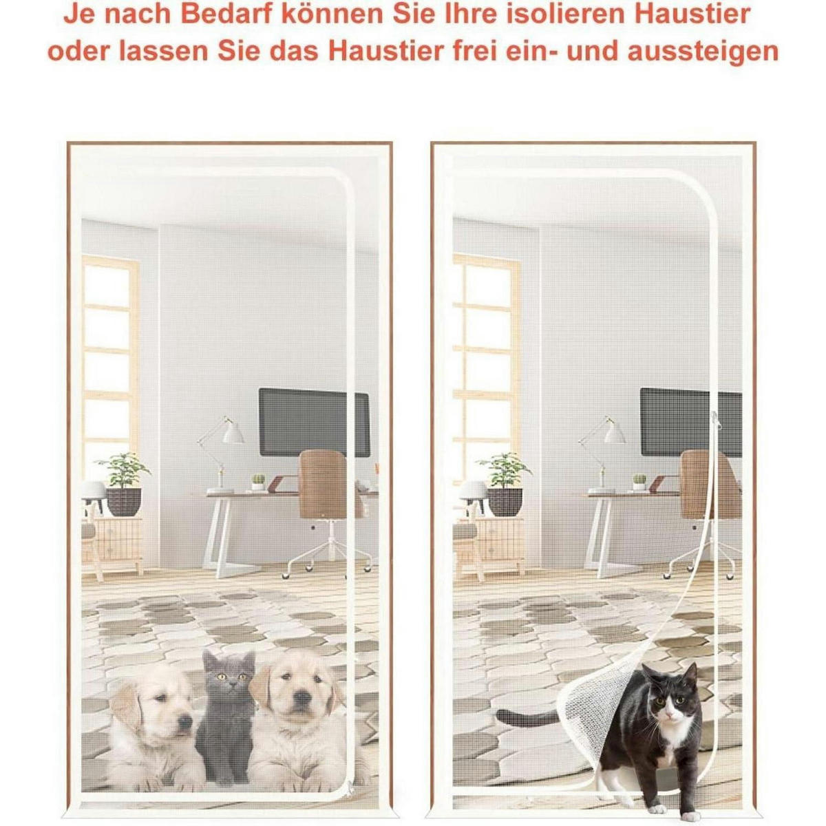 KATZENGITTER Balkontür 90 x 210 cm - Weiß, Kunststoff (90/210/90cm)