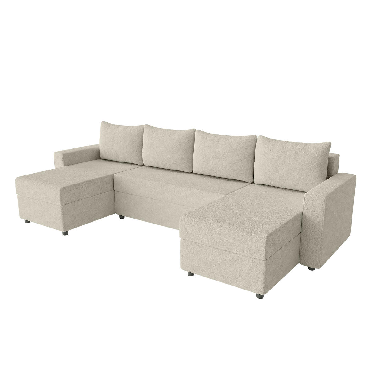 WOHNLANDSCHAFT Goka Lux U mit Schlaffunktion, Beige - Beige, Textil (298/72/146cm) - Fedve