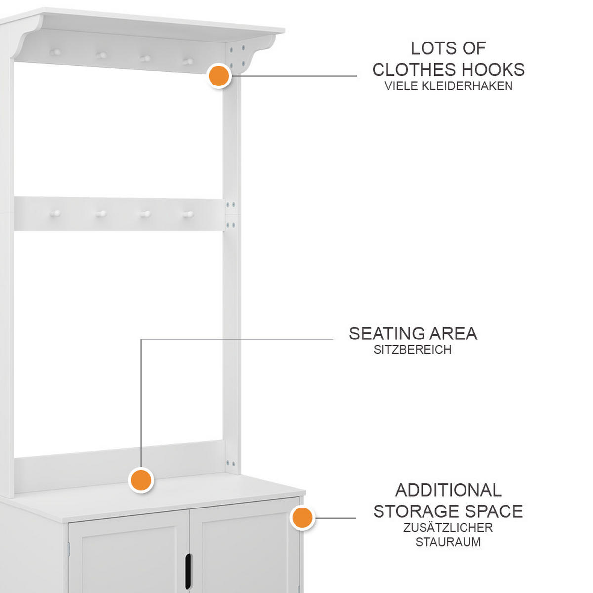 GARDEROBE Lysa Weiß 80 x 180 cm mit 2 Türen - Weiß, Holzwerkstoff (80/180/40cm) - Vicco