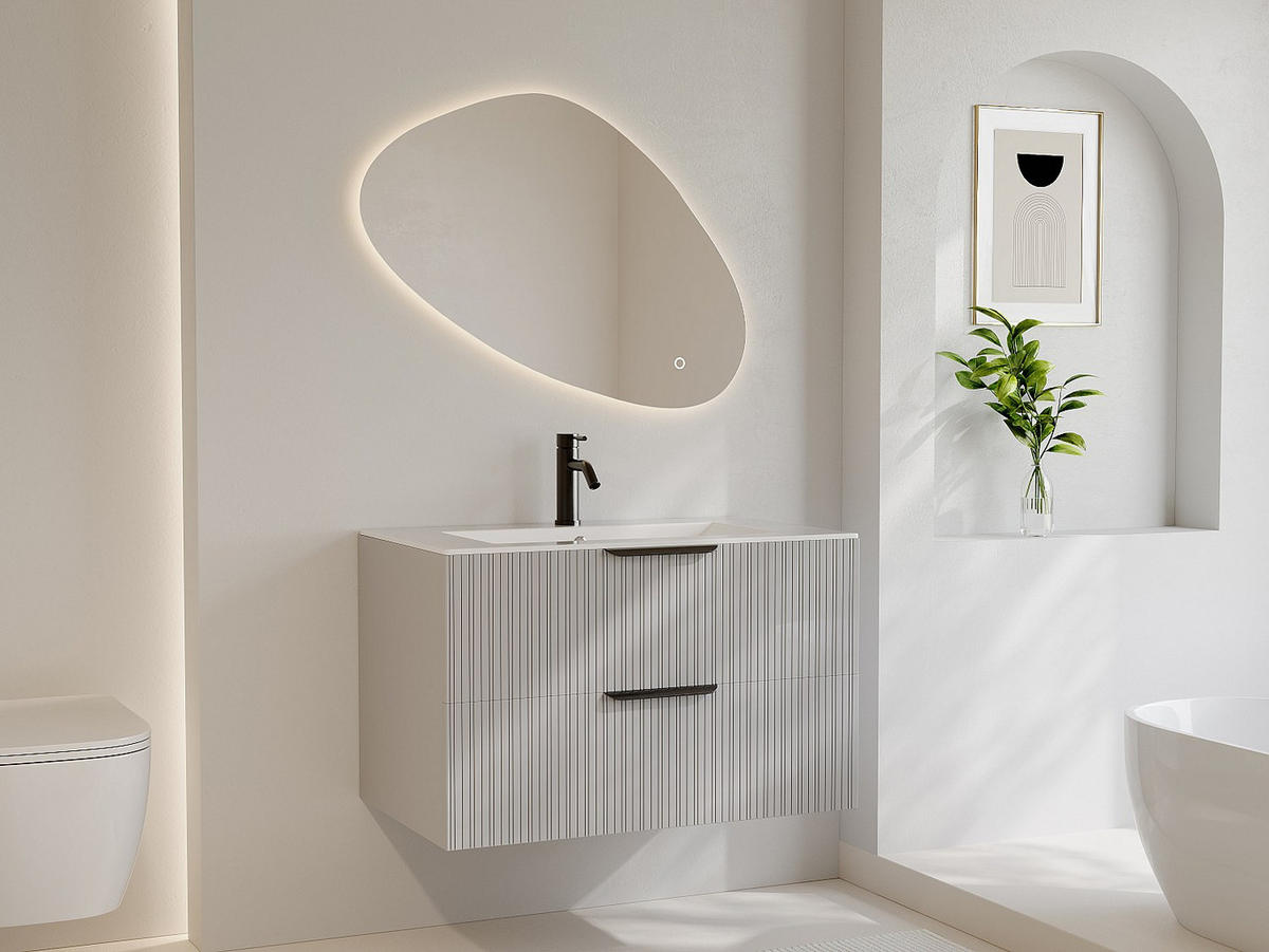 BADSPIEGEL - 80 cm x 3 cm - Glas - Weiß - SORALIMA - Weiß, Glas (80/60/3cm) - Vente-Unique