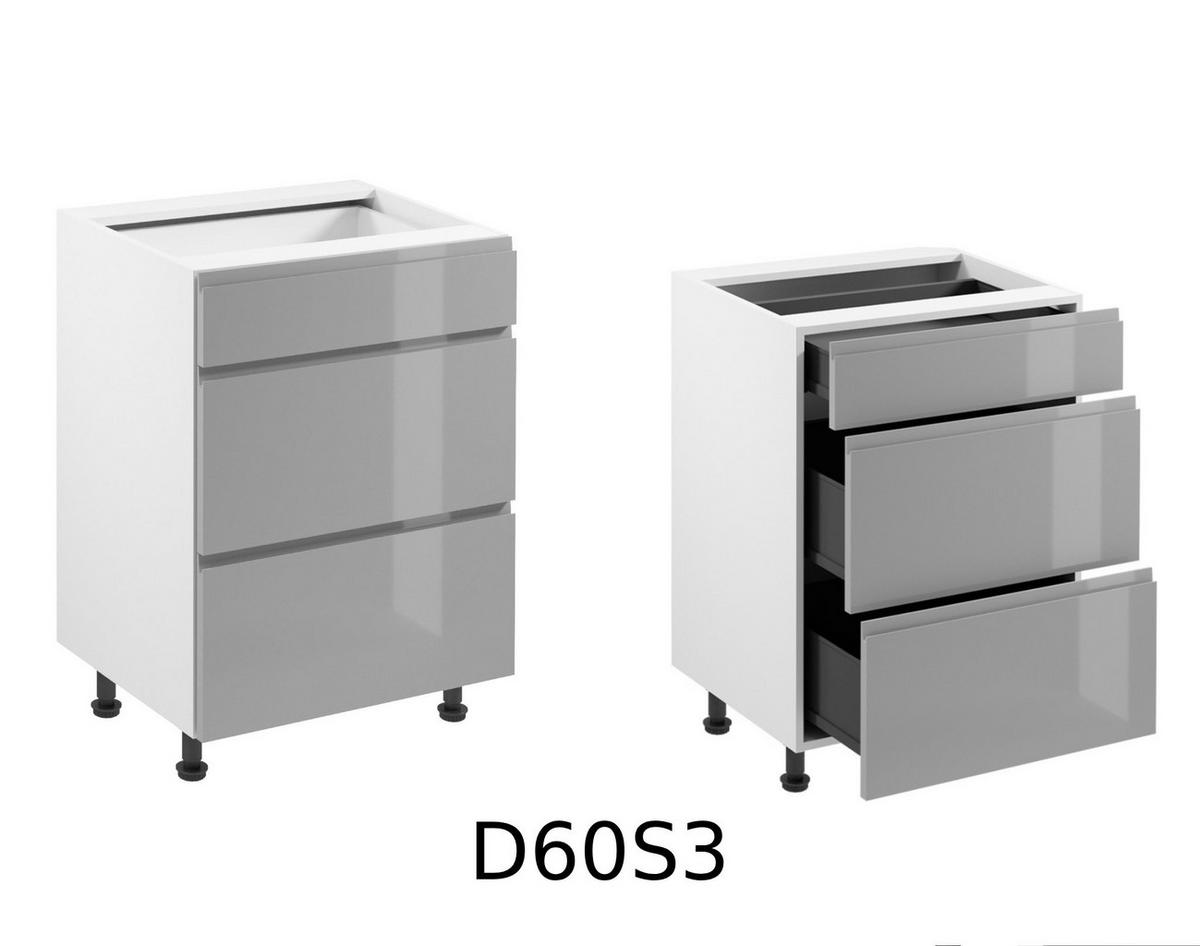 KÜCHENZEILE 360 cm - Aspen KA16-M360- in Grau/Hochglanz - Grau, Holz (360/212/52cm)