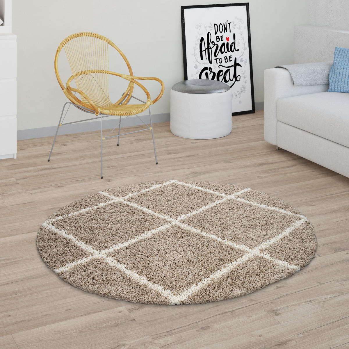 HOCHFLORTEPPICH 80/80 cm Kalmar 441 - Beige, Textil (80/80cm) - Paco Home