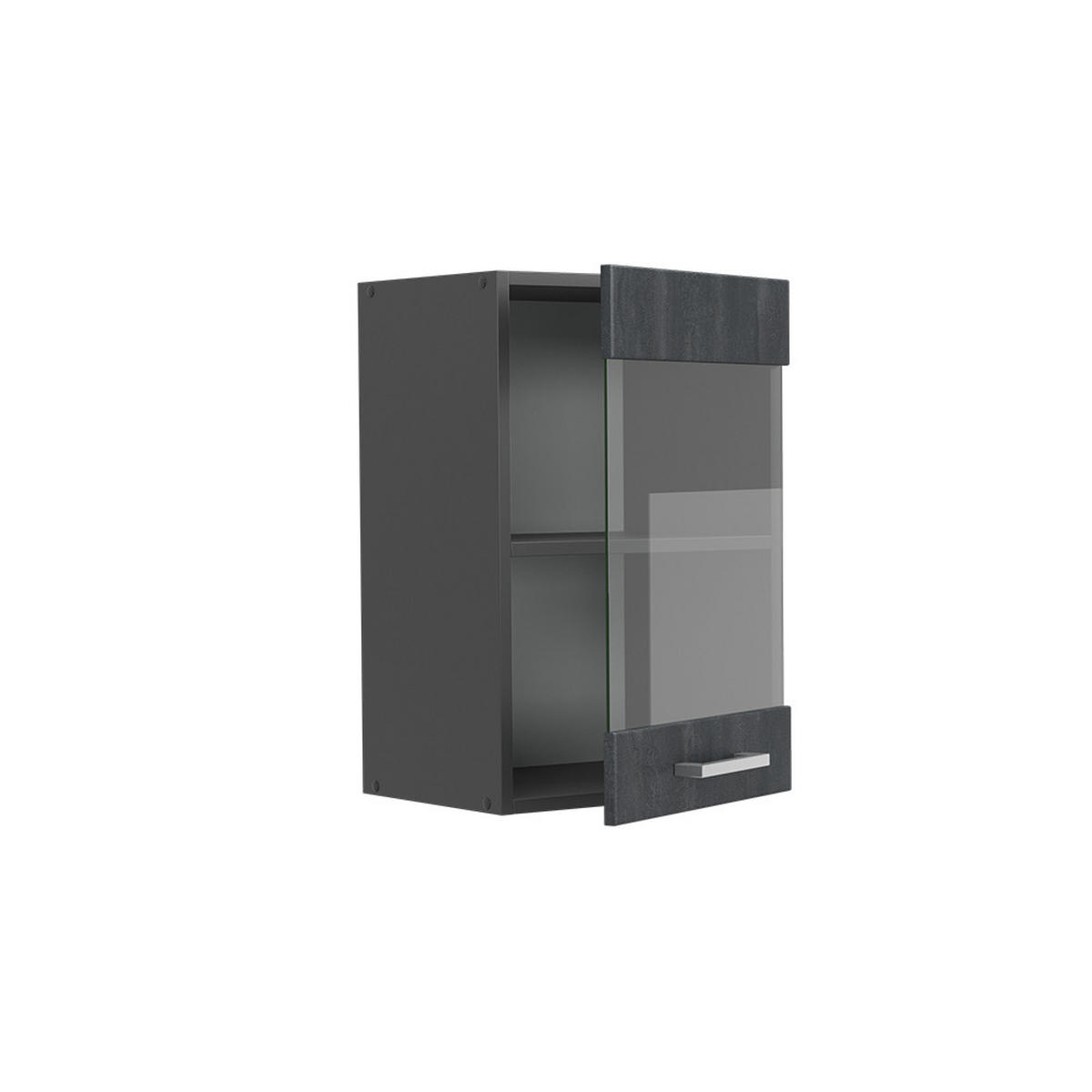 KÜCHENGLASSCHRANK R-Line Schwarz Beton 40 cm - Anthrazit/Schwarz, Holzwerkstoff (40/60/31cm) - Vicco