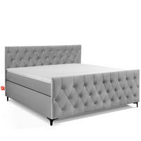 POLSTERBETT ARDEA, Hellgrau - Hellgrau/Schwarz, Holz/Holzwerkstoff (180/200cm) - KONSIMO®