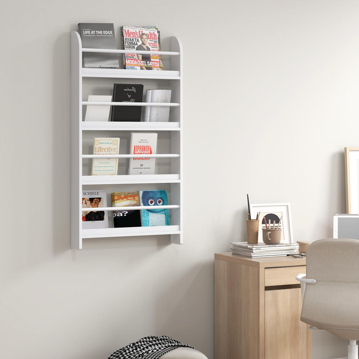 BÜCHERREGAL aus Holz 59/12/113 cm weiß - Weiß, Kunststoff (59/113/12cm)