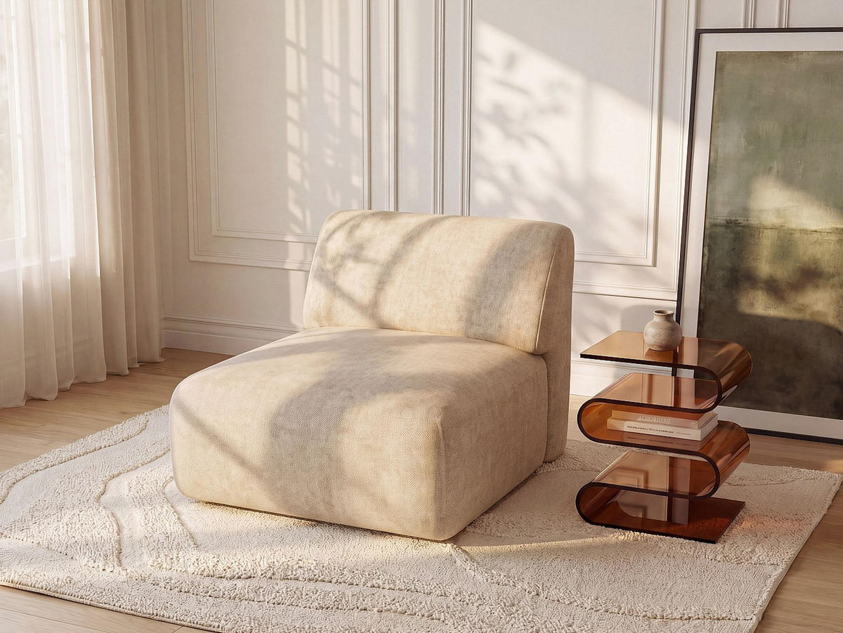 SESSEL mit gerader Rückenlehne - 1 Person - stoff - beige Pogni - Beige, Kunststoff/Textil (75/73/97cm) - Vente-Unique