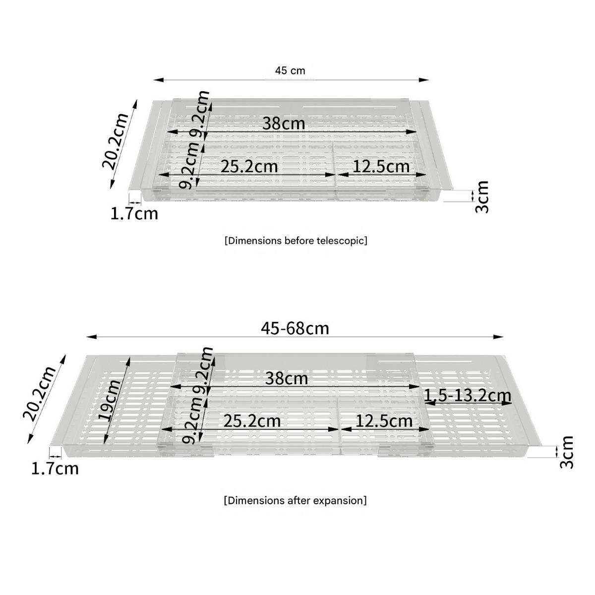 BESTECKEINSATZ,AUSZIEHBAR (links/Rechts), Offenes Design, (45–68) cm × 20,3 cm, Transparent. - Transparent, Kunststoff (20.2/3/68cm) - Weltevree