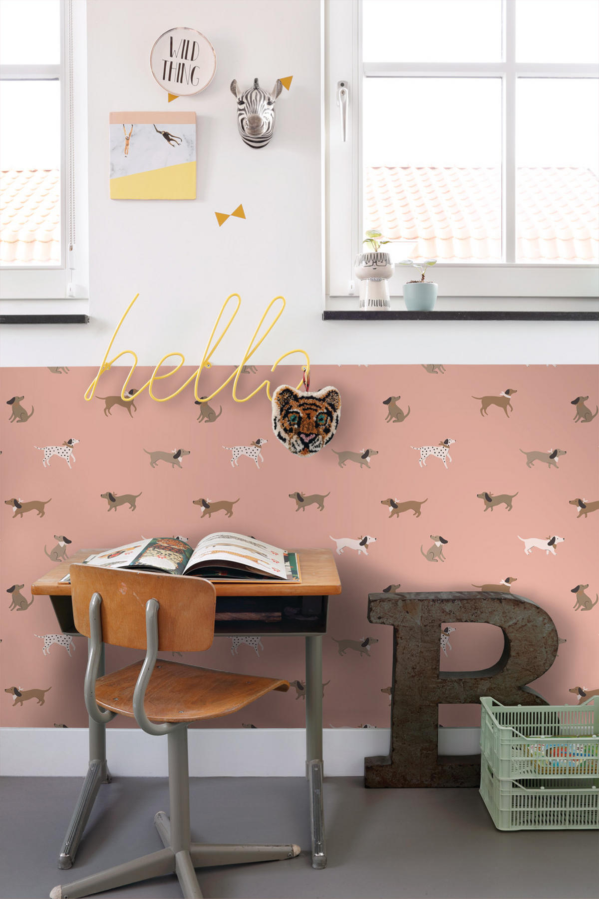 TAPETE Hunde 50 x 900 cm - Pink, Papier (50/0.1cm) - ESTAhome