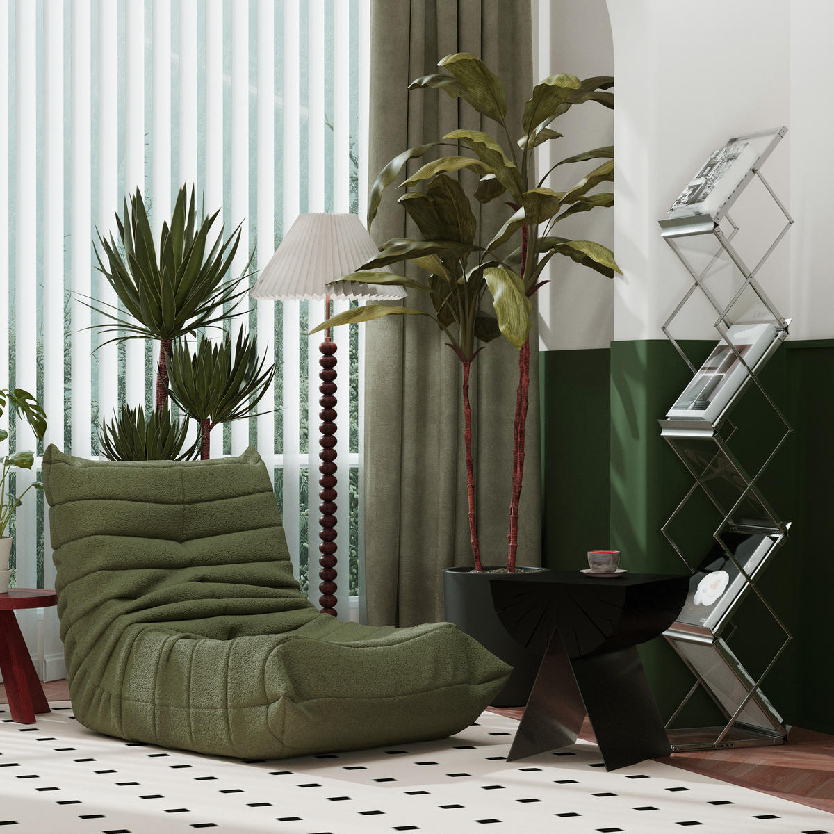 LIEGESESSEL 85/110/79 cm Grün Ergonomische Unterstützung für Schlafzimmer Wohnzimmer - Grün, Textil (110/79/85cm) - OKWISH