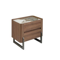 NACHTSCHRANK Weiß Dunkler Stahl Walnuss 60/40/52 cm - Walnussfarben/Weiß, Holz (60/52/40cm) - ANGEL CERDA
