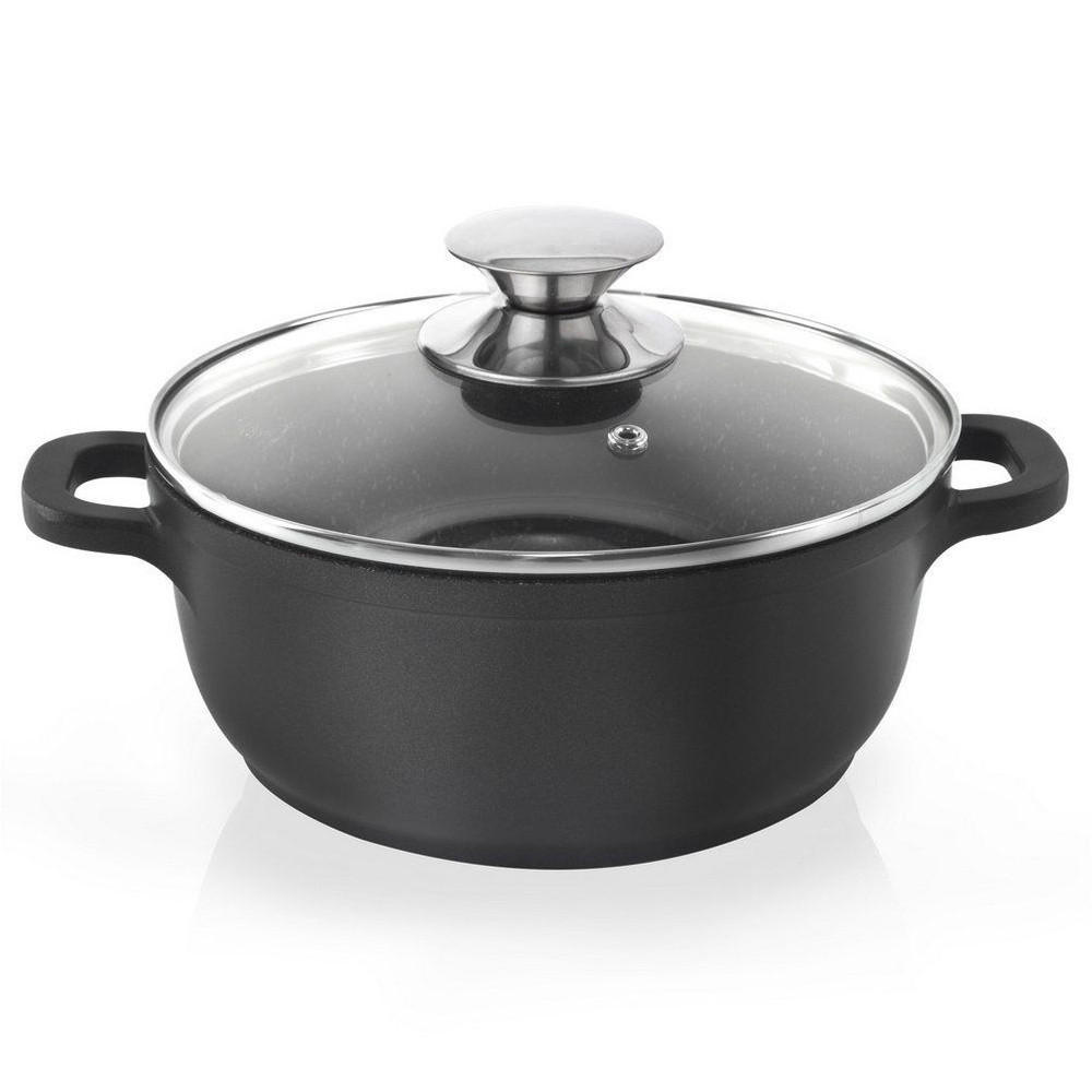GRANITTOPF Grande mit Glasdeckel schwarz - Schwarz, Metall (4cm) - Orion 