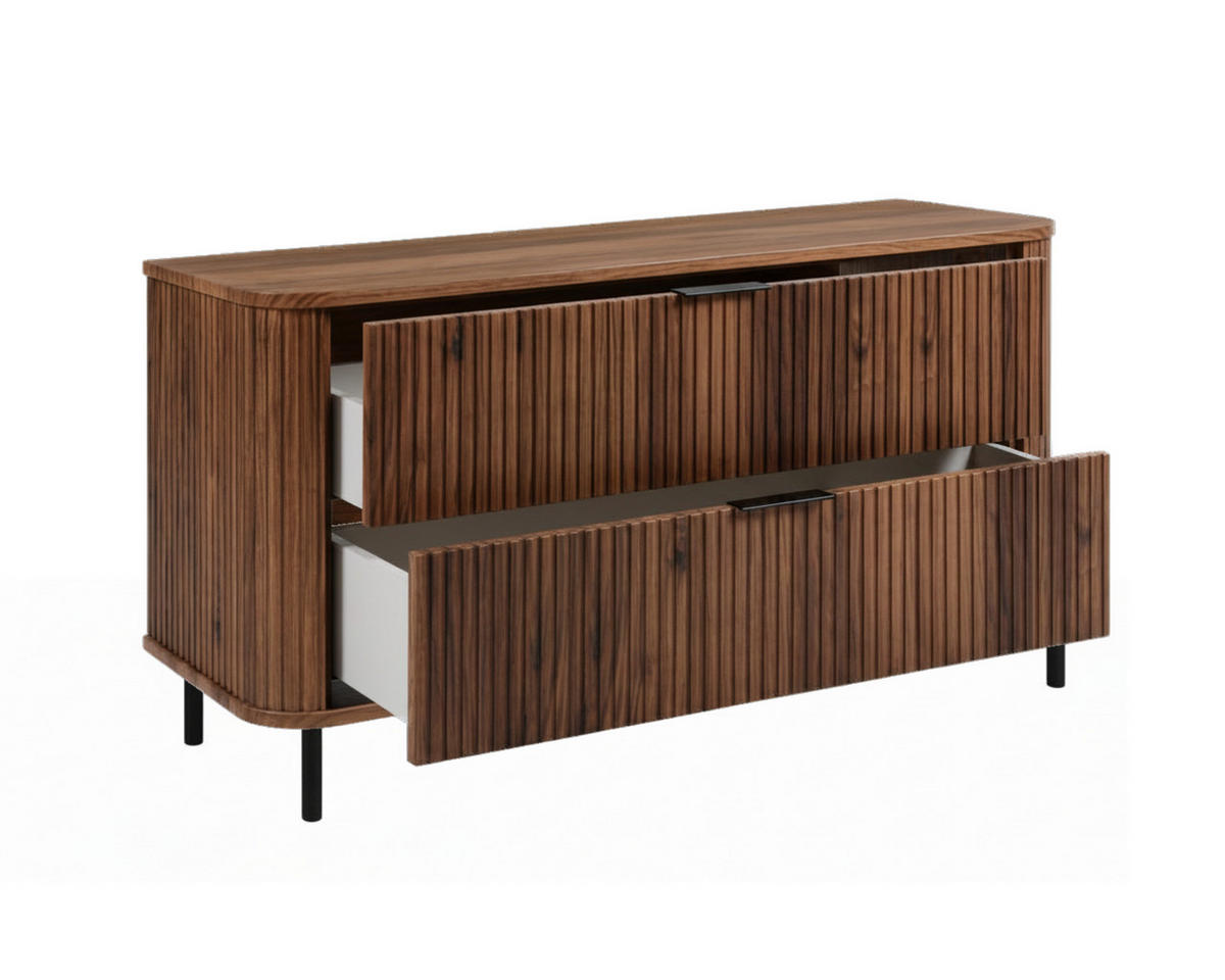 BADEZIMMERSCHRANK : Farbe Eiche-Nussbaum, Griff schwarz, Füße schwarz, 120 x 41,5 x 66,7 cm - Schwarz/Braun, Holzwerkstoff (120/66.7/41.5cm) - 3XE LIVING