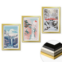 WANDBILDER 3er Set - 20x30 cm Goldrahmen - Berglandschaften, Wasserfälle - Goldfarben, Kunststoff (20/30cm) - ArtPrintCave