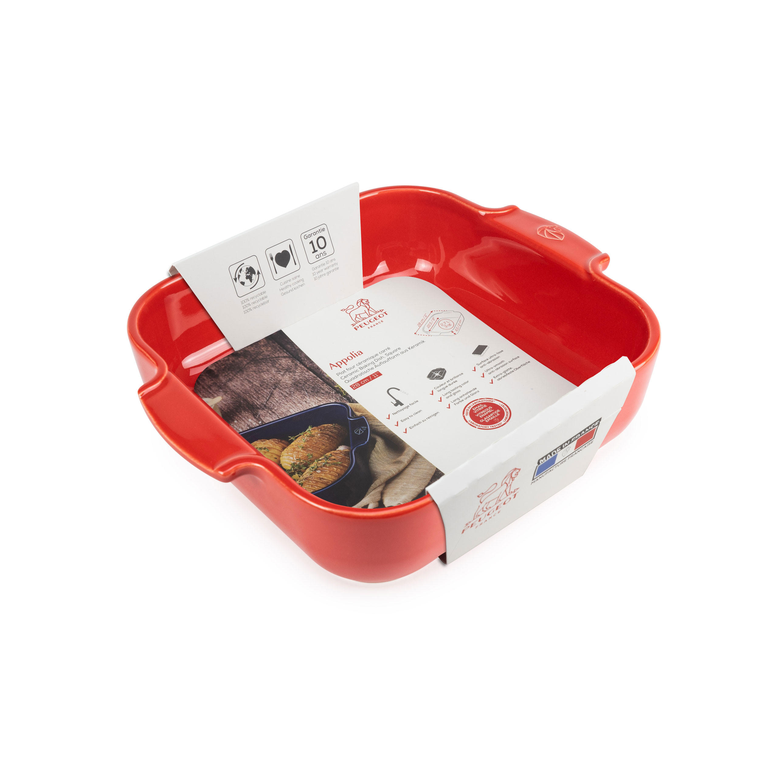 AUFLAUFFORM Keramik Appolia 28cm Quadratisch Rot Spülmaschinenfest - Rot, Keramik (23.7/28/7.1cm) - PEUGEOT