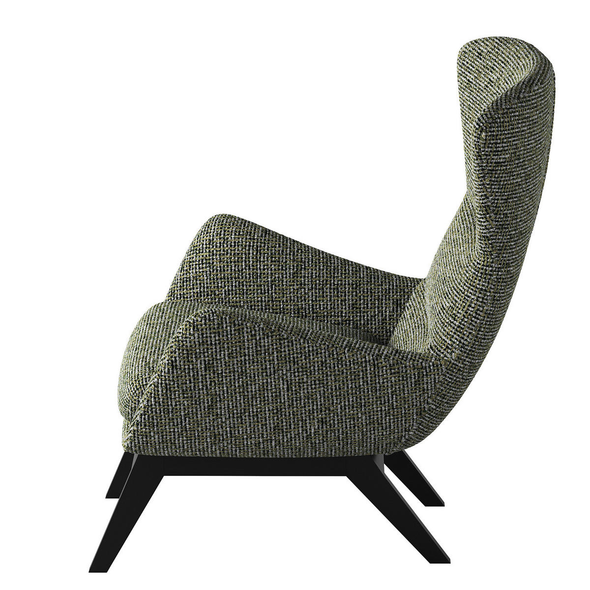 SESSEL mit Holzfüßen - Schwarz/Grün, Birkenholz/Textil (84/99/96cm) - home24