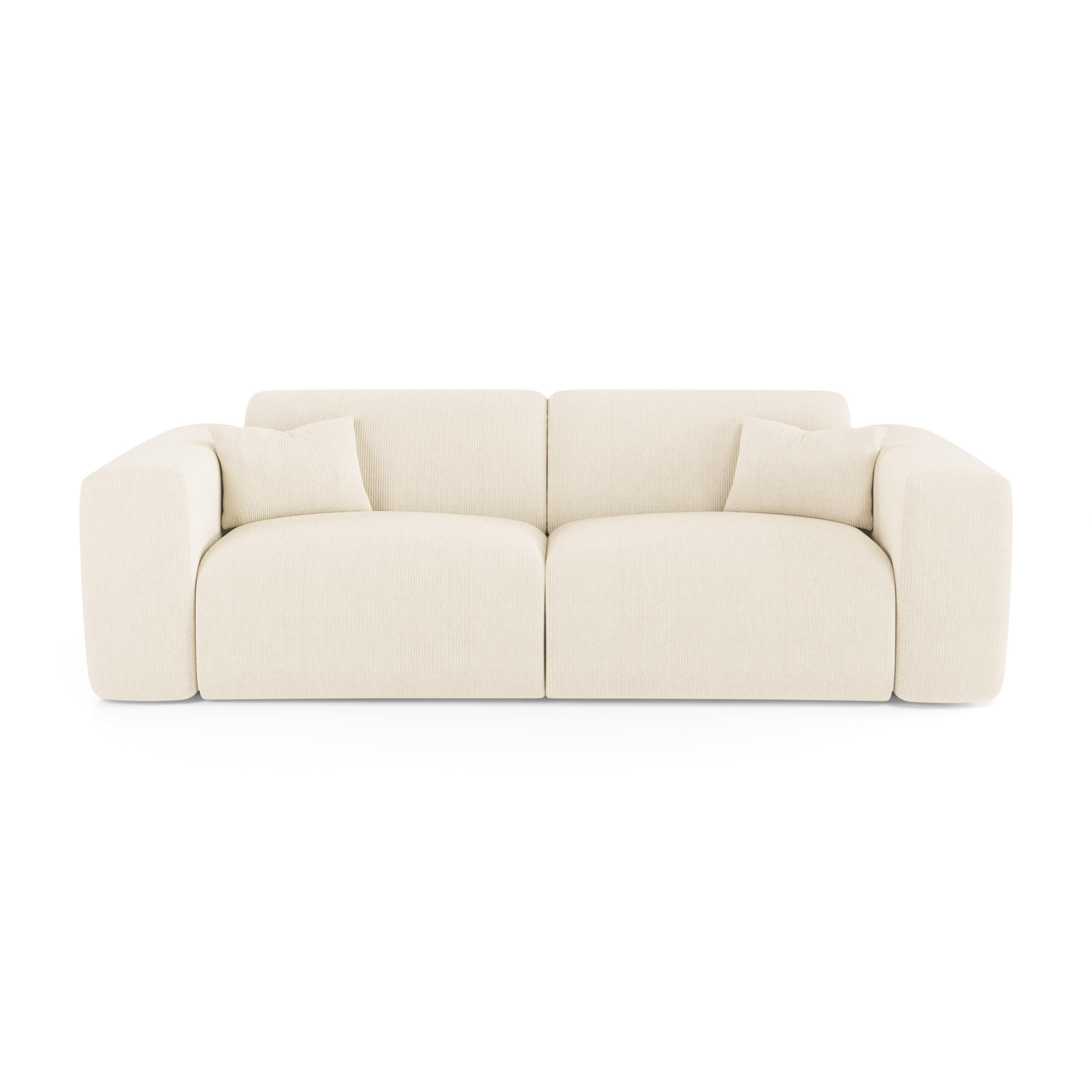 SCHLAFSOFA GERADE Gerippter Samt Creme 234cm - Creme, Textil (234/73/95cm) - Sia Home