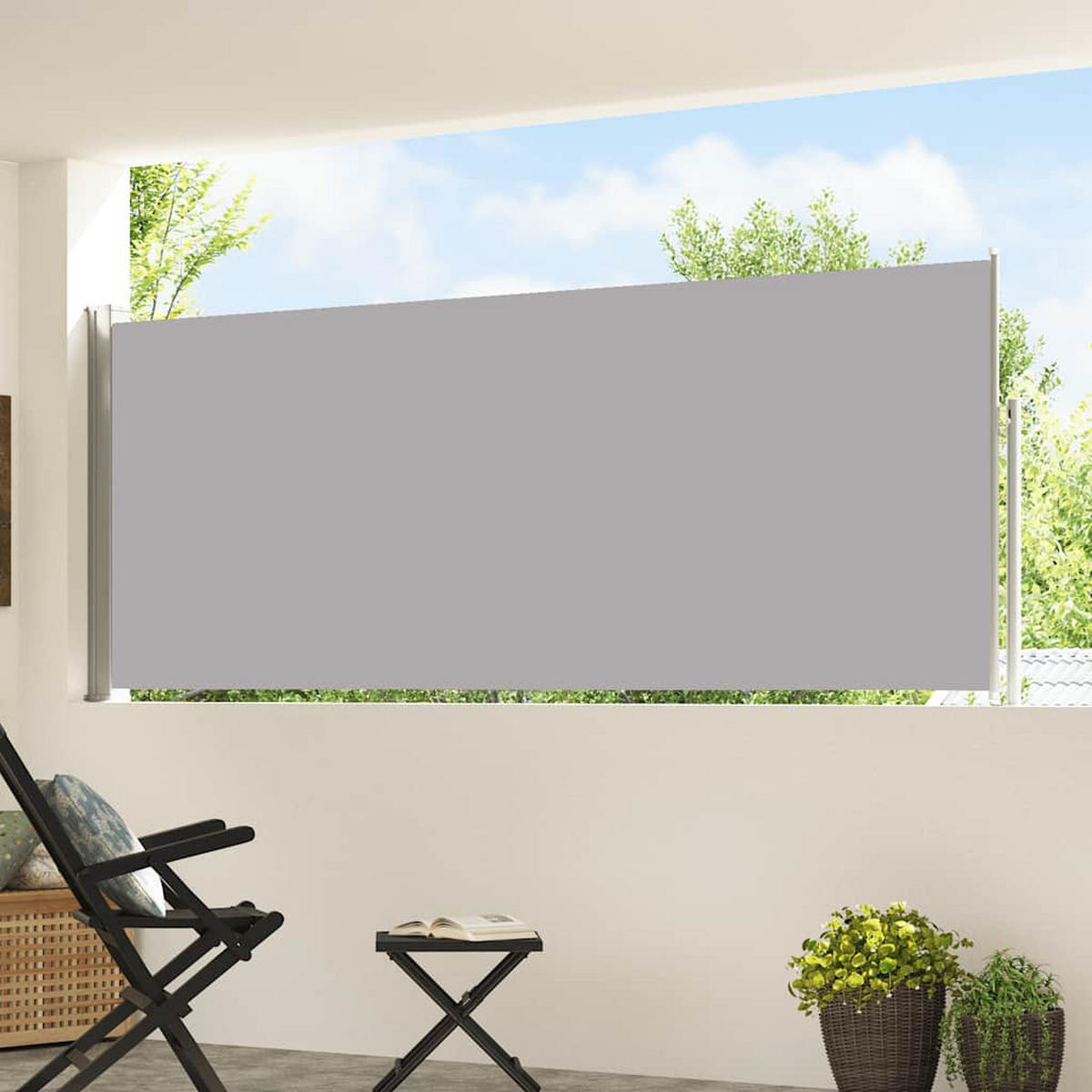 SEITENMARKISE Ausziehbare 120/500 Cm Grau - Grau, Textil (120/500cm) - vidaXL