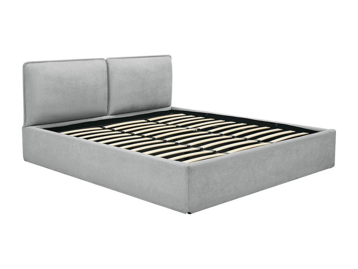 BETT mit Bettkasten - 2 Personen - Stoff - Hellgrau - - Hellgrau, Textil (180/200cm) - Vente-Unique