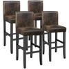 BARHOCKER 4er Set Kunstleder, Sitzhöhe 76 cm,antikbraun - Anthrazit/Braun, Holz (40/107/41cm) - tectake