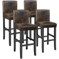 BARHOCKER 4er Set Kunstleder, Sitzhöhe 76 cm,antikbraun - Anthrazit/Braun, Holz (40/107/41cm) - tectake