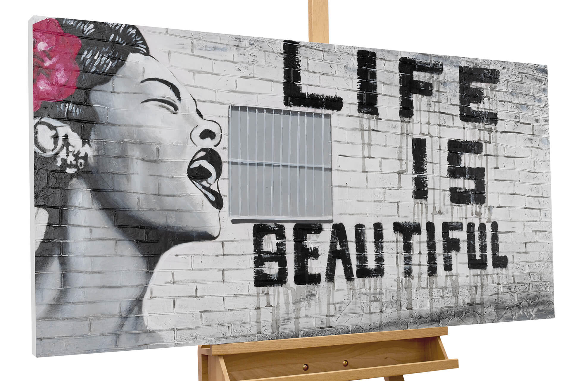 ACRYLBILD HANDGEMALT 120/60 cm - Pink, Holz/Textil (120/60cm) - KUNSTLOFT