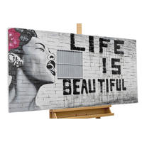 ACRYLBILD HANDGEMALT 120/60 cm - Pink, Holz/Textil (120/60cm) - KUNSTLOFT