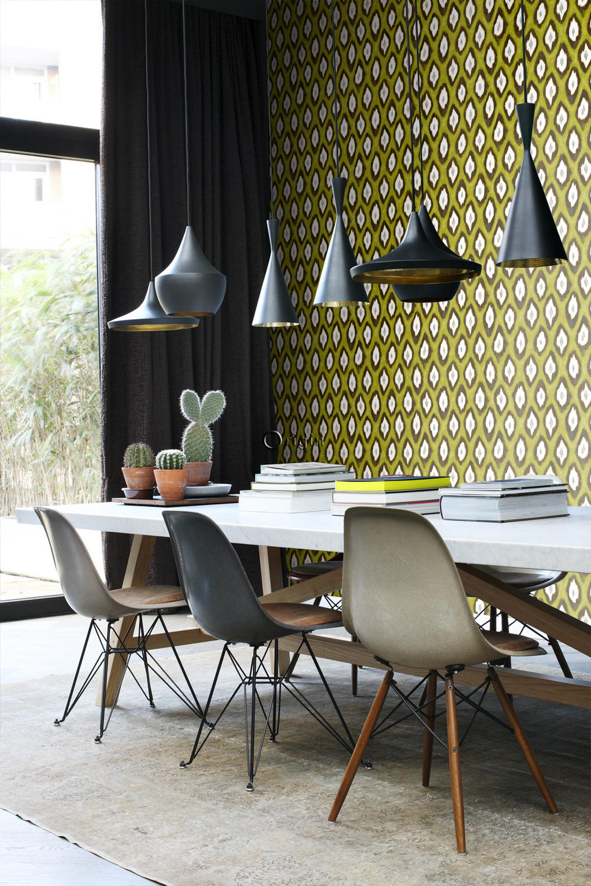 TAPETE Ikat-Motiv 53 cm x 10.05 m - Gelb, Papier (53/1000cm) - Origin Wallcoverings