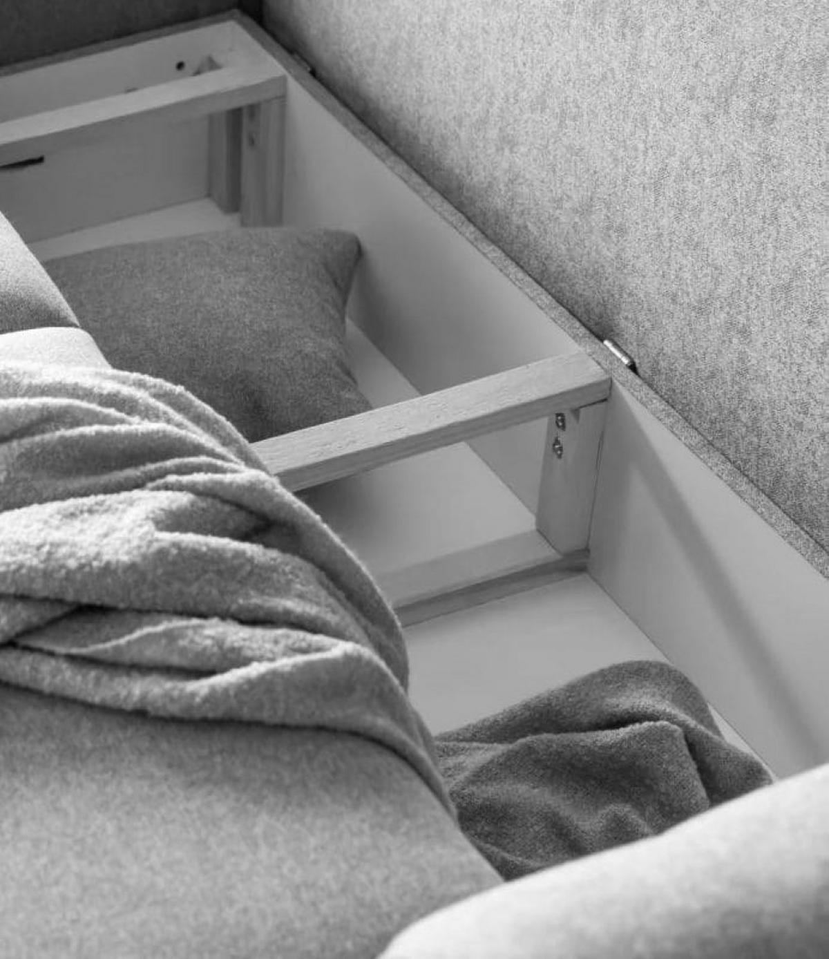 ECKSOFA mit Schlaffunktion und Bettkasten - Schwarz, Textil/Metall (276/191cm) - Eltap