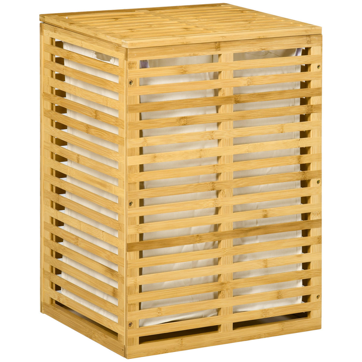 WÄSCHEKORB aus Bambus mit 63 L Wäschesammler, Naturholz - Naturfarben, Holzwerkstoff (44/62.5/37cm) - HOMCOM