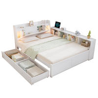 BETT 140x200 cm LED USB Schubladen weiß - Weiß, Holz (140/200cm) - LEBENLANG