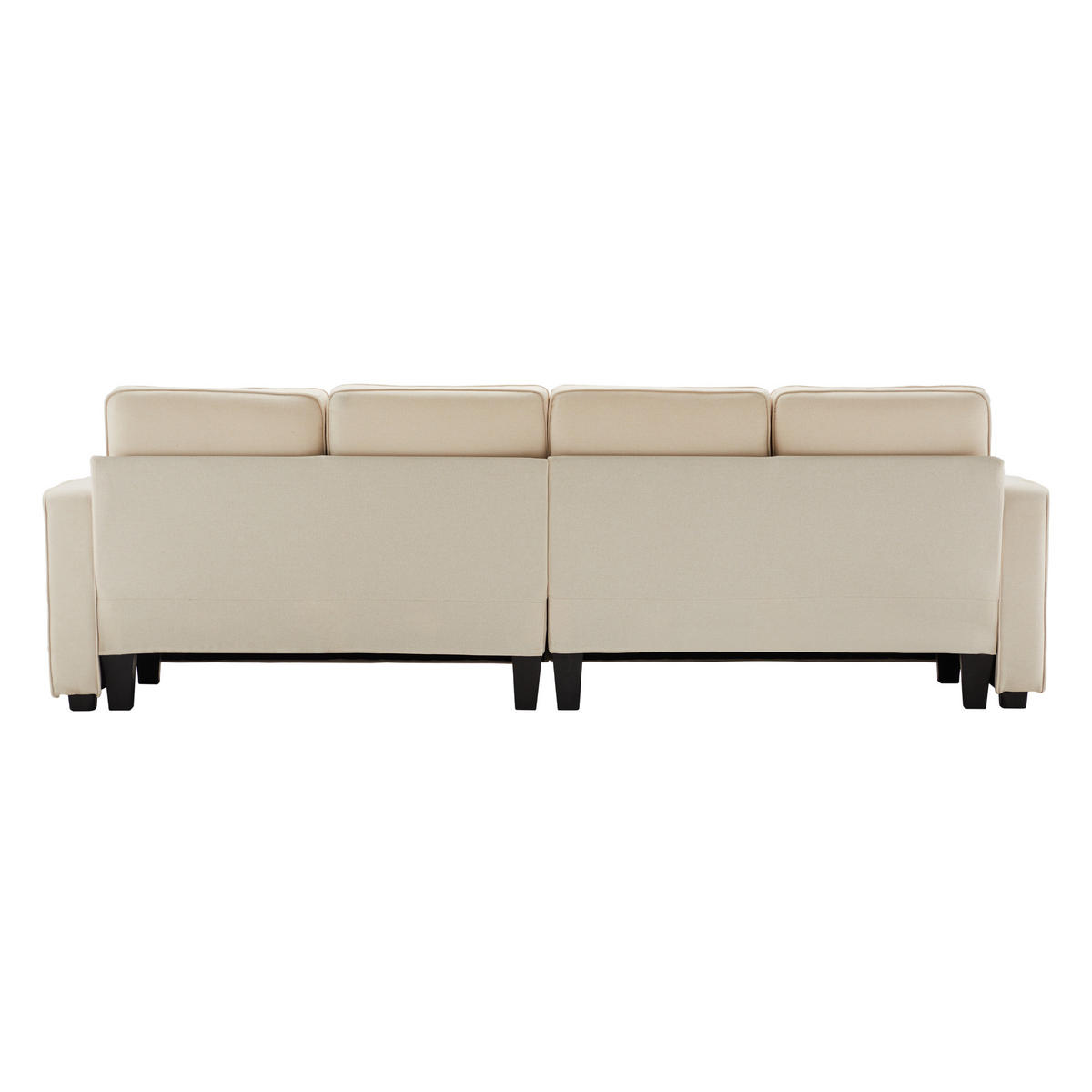 4-SITZER Sofa Leinenstoff mit Armlehnentaschen und 4 Kissen 264/83/87 cm Beige - Beige, Textil (87/264/83cm) - Redom