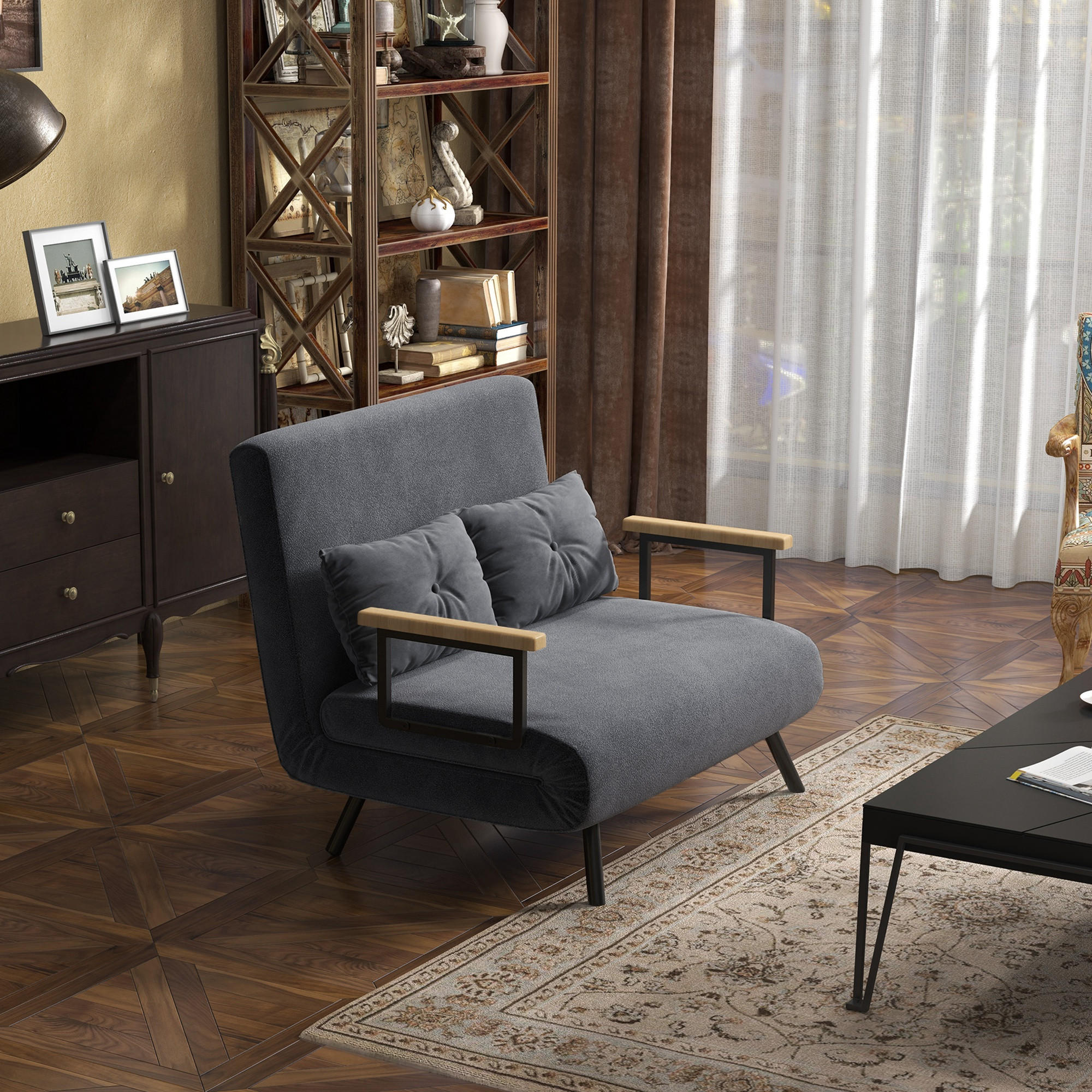 SCHLAFSOFA, Stahl Schaumstoff Dunkelgrau - Dunkelgrau, Metall (73/81/102cm) - HOMCOM