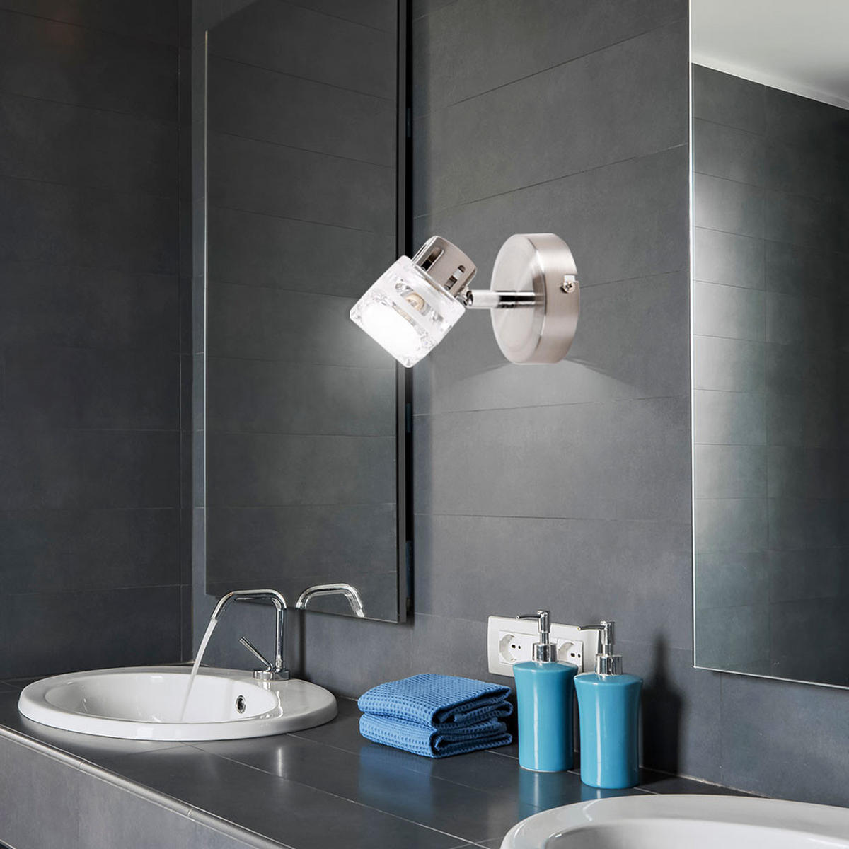 LED WANDLEUCHTE Sulla Silber - Silberfarben, Glas (9/12/9cm)