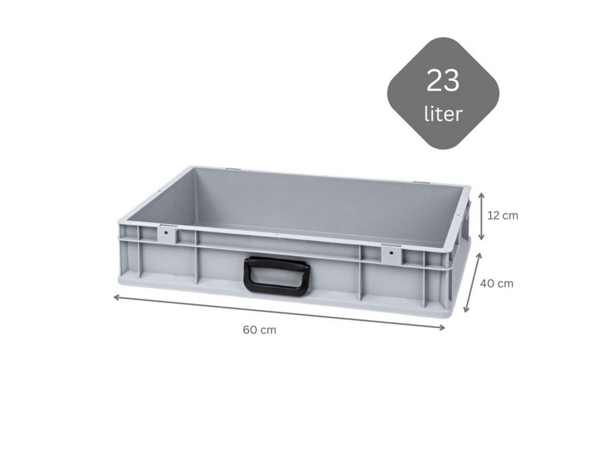 EUROBOX 5x Nextgen Portable Uno 12x40x60cm 23 Liter - Grau, Kunststoff (30/17/40cm) - PROREGAL