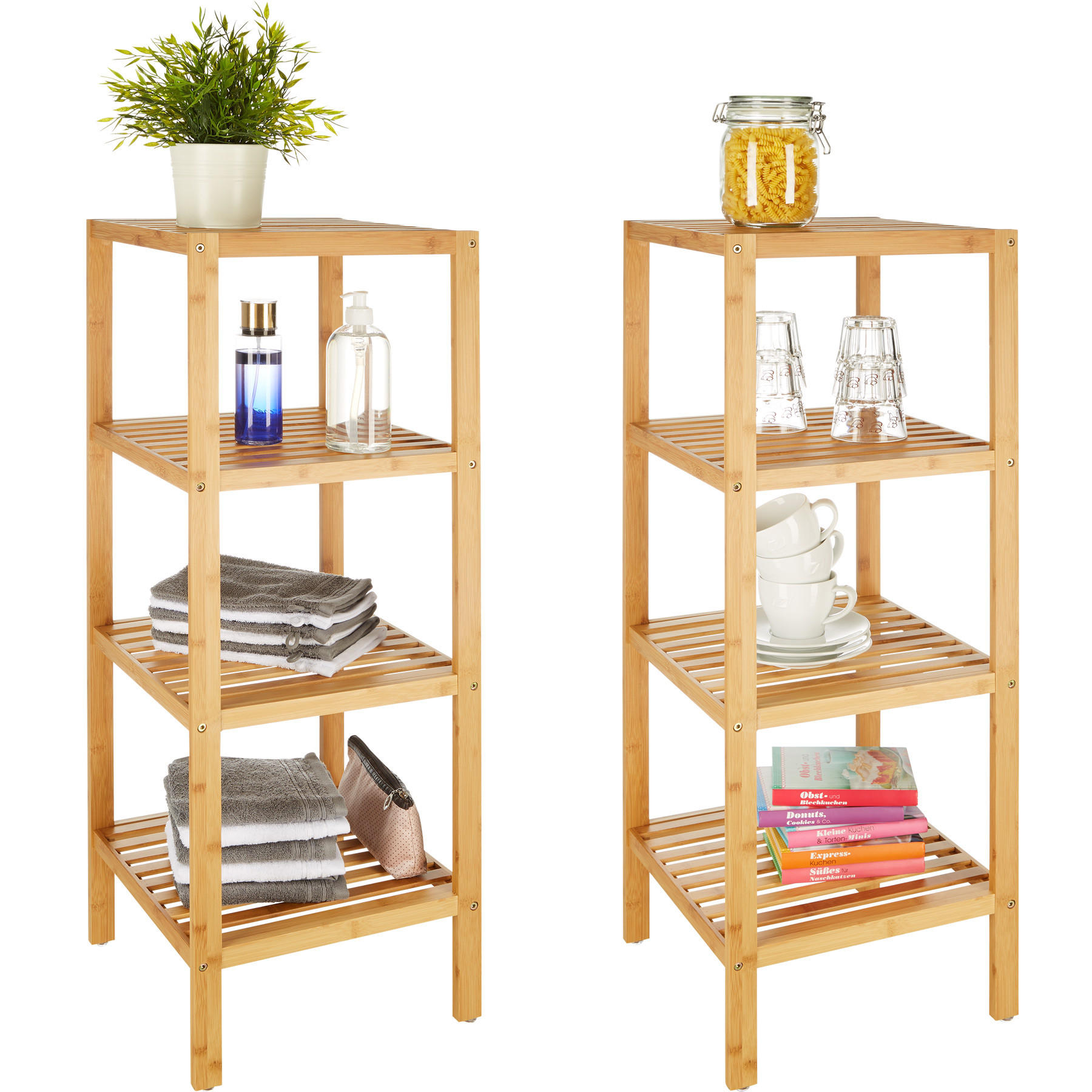 BADREGAL Cornelia,33 x 33 x 97 cm,braun - Braun, Holz (33/97/33cm) - tectake
