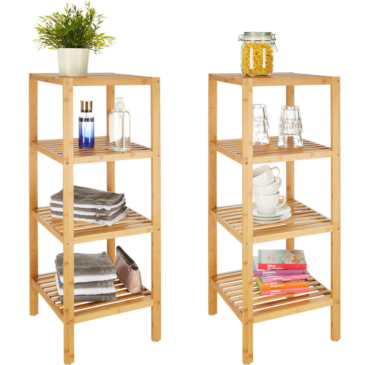 BADREGAL Cornelia,33 x 33 x 97 cm,braun - Braun, Holz (33/97/33cm) - tectake