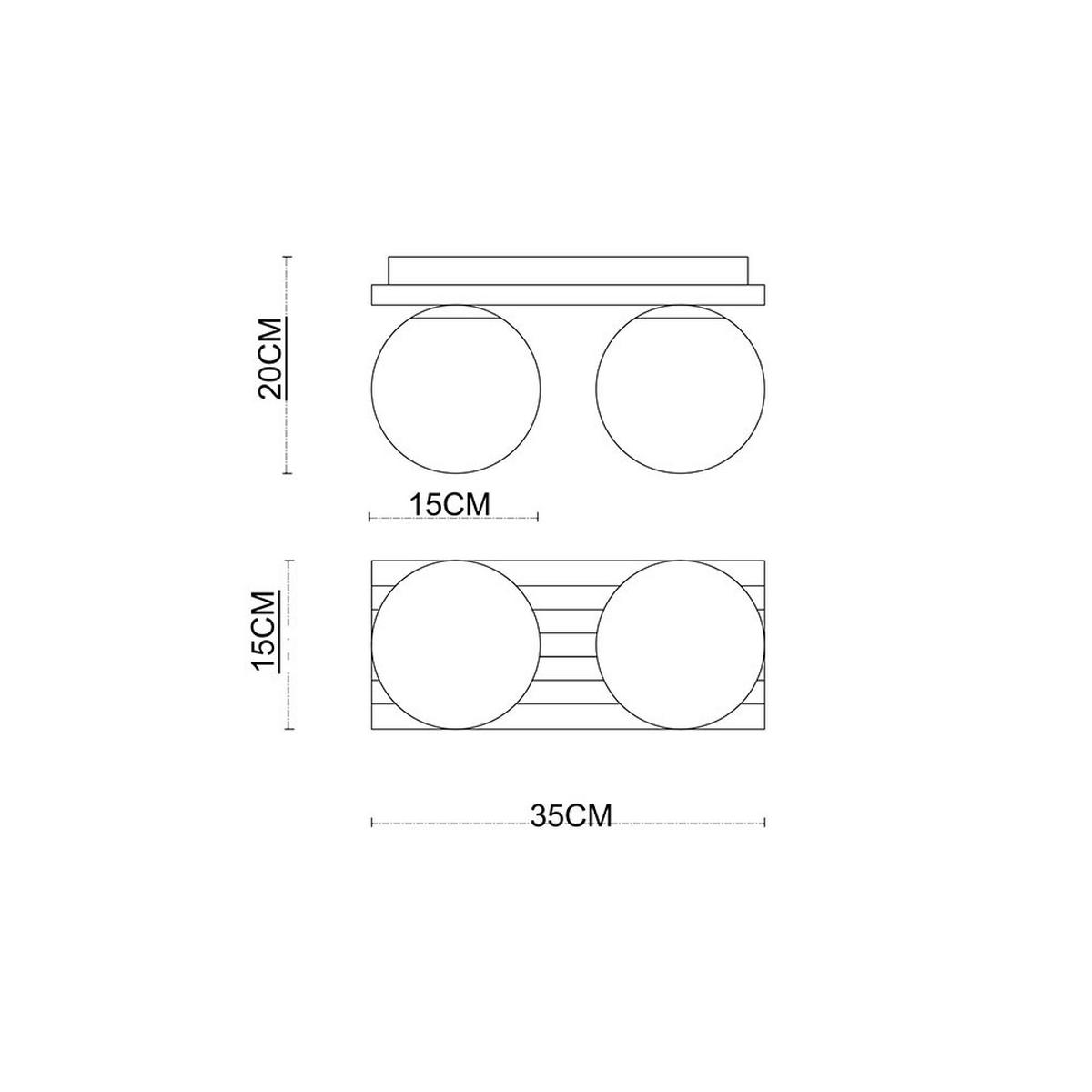 DECKENLEUCHTE PARSONS Metall Glas Schwarz 2-flammig - Schwarz, Glas (35/15/20cm) - Globo Lighting