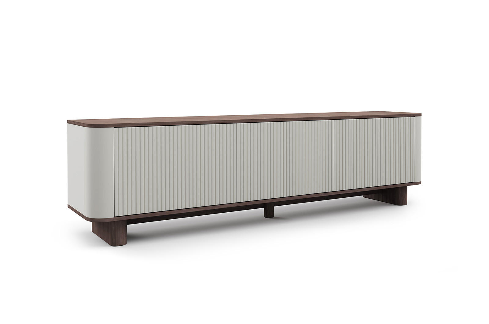 TV-SCHRANK Hängende RTV Kommode 200 cm Misterio mit Lamellen Cashmere - Nussbaum Lincoln - Nussbaumfarben/Creme, Holzwerkstoff (200/42/40cm) - Jerpax