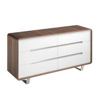 KOMMODE Kommode aus weißem Holz, Walnuss und verchromtem Stahl 140/39/70 cm - Walnussfarben/Weiß, Holz (140/70/39cm) - ANGEL CERDA