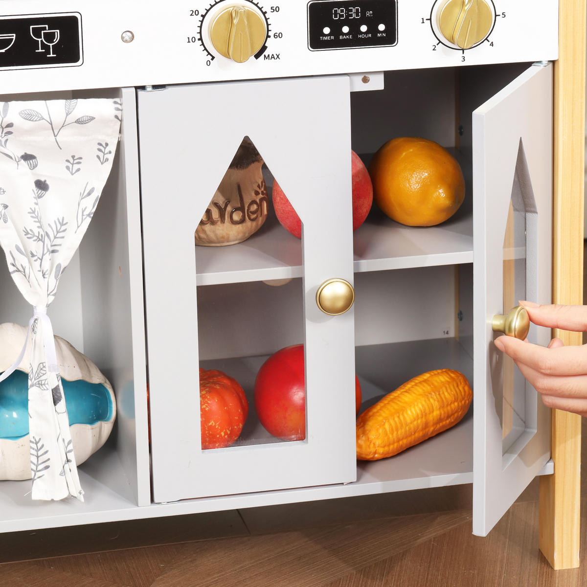 KINDERKÜCHE in Grau mit Küchenzubehör für Kinderzimmer, B60/T28,5/H92 cm - Grau, Holzwerkstoff/Kunststoff (28.5/60/92cm) - STILVORA