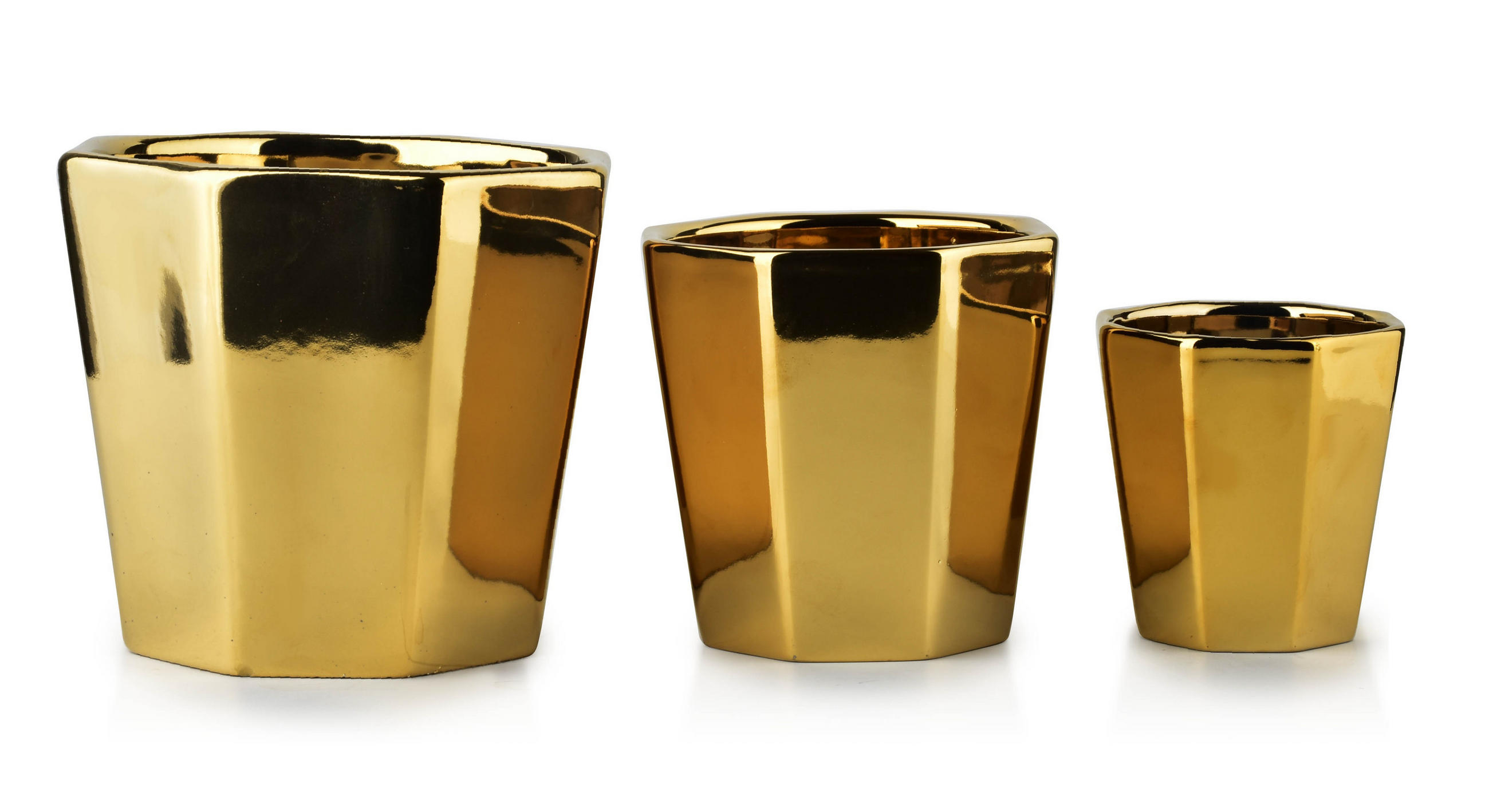 BLUMENTÖPFEN Neva Gold 16/14/14 cm Keramik - Goldfarben, Keramik (14/14cm) - Mondex