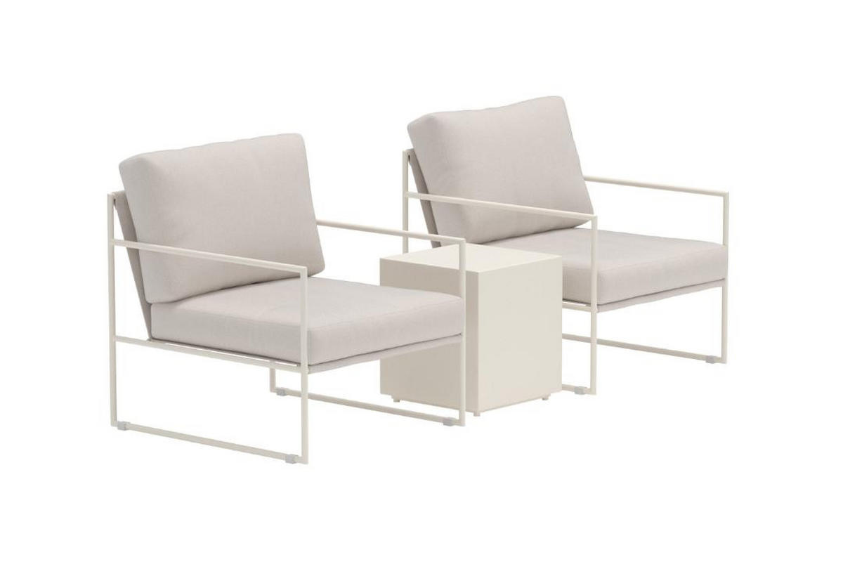 LOUNGE-SET, Lissabon, Beige, Metall, 40 x 40 x 44 cm, 3-teilig - Beige, Metall - ebuy24