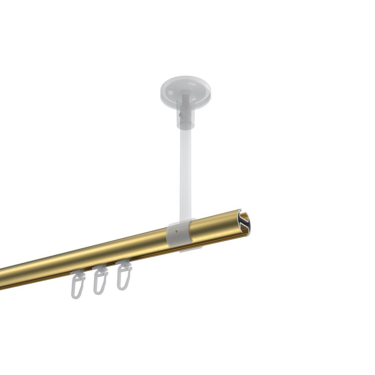 INNENLAUF-GARDINENSTANGEN-SET Sonette Luino 200 cm, 1-läufig, 20 mm Ø Messing-Optik - Messingfarben, Metall (200cm) - INTERDECO